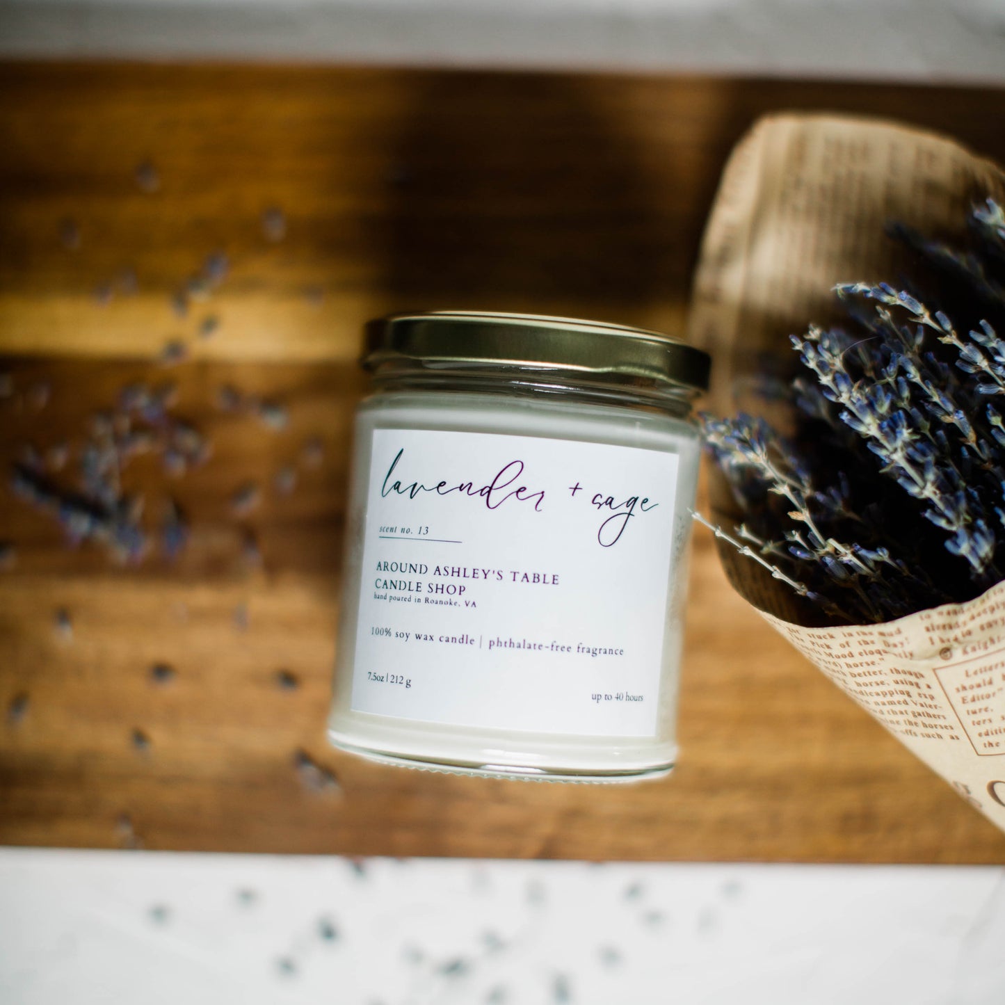 Lavender + Sage  |  8 oz. Glass Jar Candle